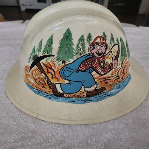 Vintage bullard 502 fiberglass hard hat white fullbrim with liner