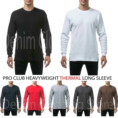 New PROCLUB Men's Heavyweight THERMAL Top Long Sleeve Shirts Waffle Solid S-5XL