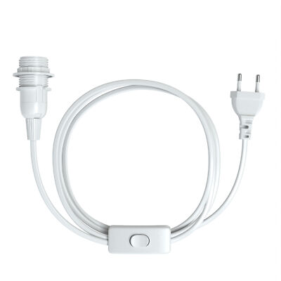 Lamp Socket E14 with Cable 11 6/12ft Plug Switch Power Cord Socket White