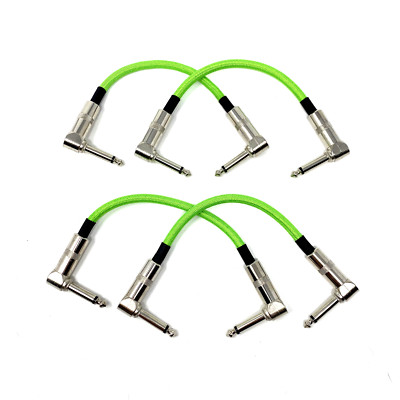 Strukture Set of Four (4) UFO Green (Neon, Bright Lime) Woven 6'' Patch Cables,