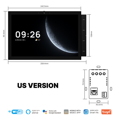 10.1'' Smart Home Central Control Panel Display Built-in Alexa ZigBee Gateway Hub