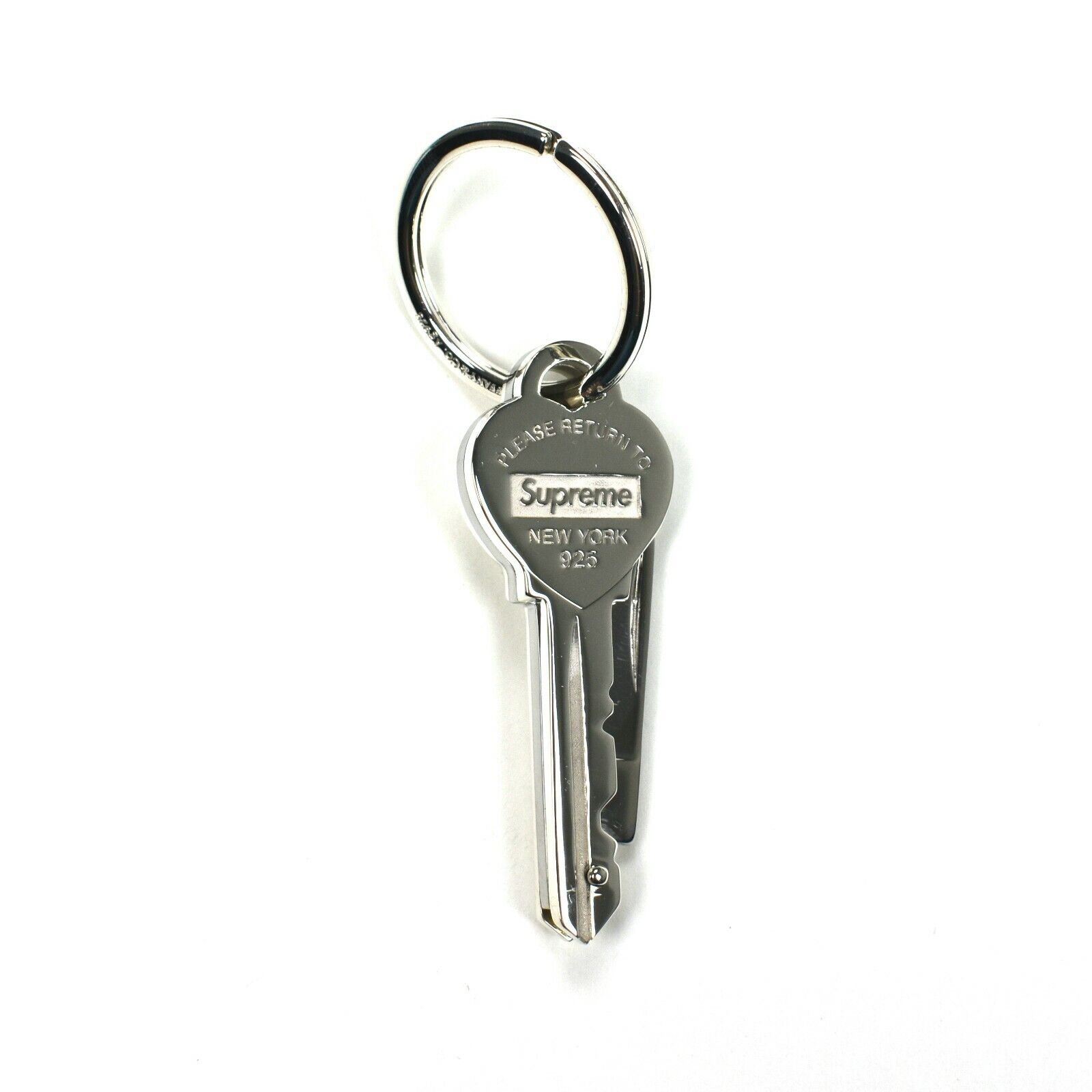 NWT Supreme Tiffany & Co. Silver Box Logo Key Keychain FW21 NWT Supreme Tiffany & Co. Silver Box Logo Key Keychain FW21
