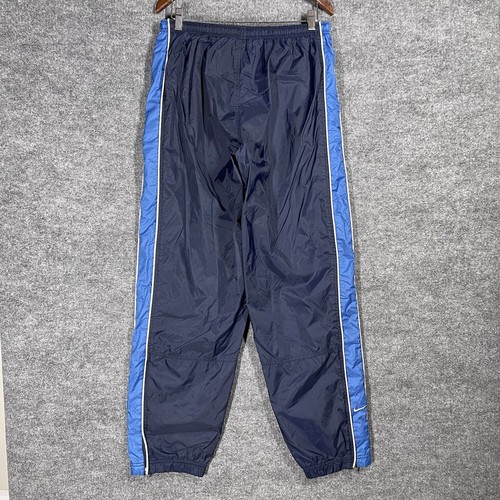VINTAGE Nike Track Pants Mens XL 32x31 Blue Nylon Drawstring