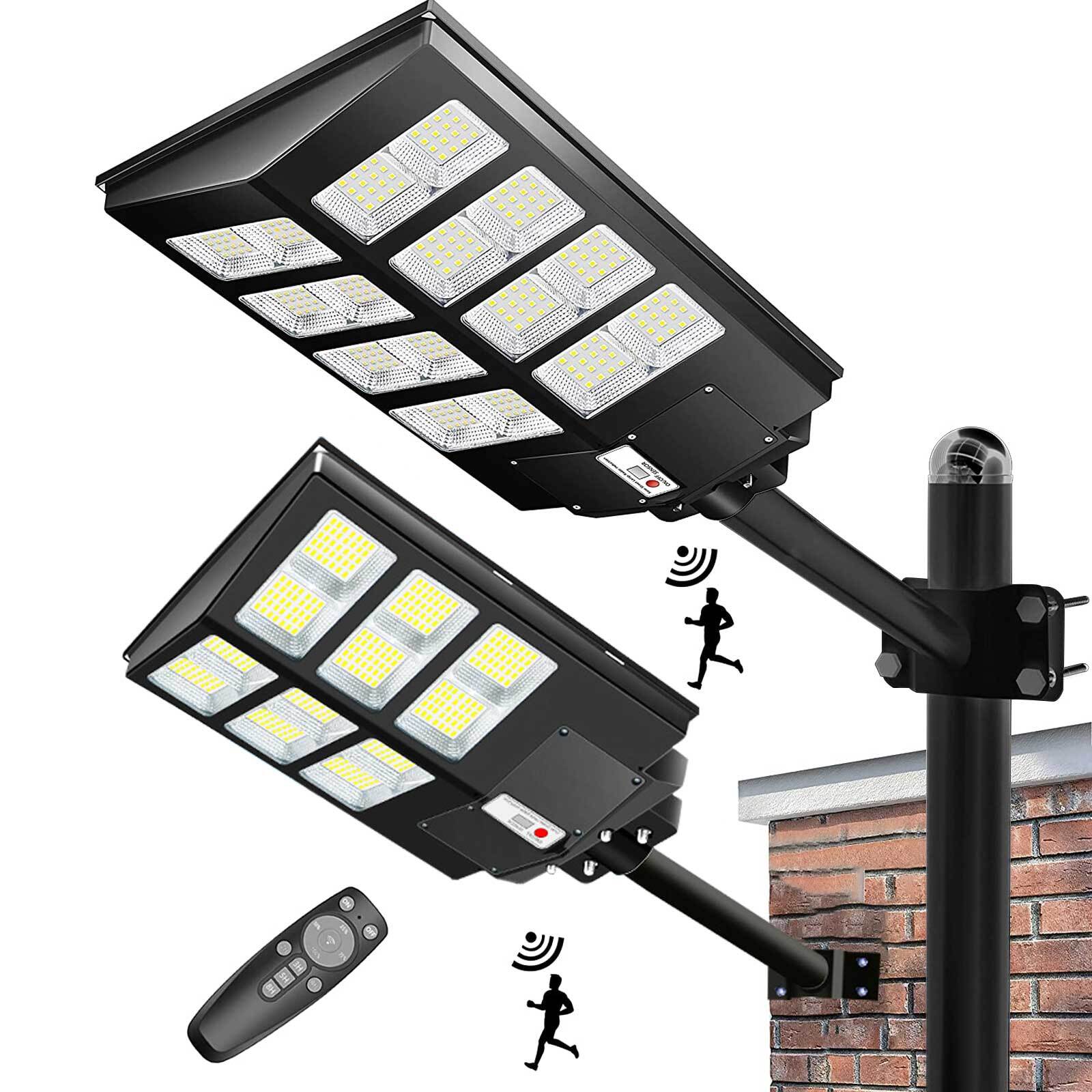 Commercial 9900000LM 1000W Solar Street Light IP65 Dusk to Dawn Road Lamp w/Pole