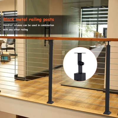 4pcs Cable Railing Post 42x2x2in L-Shaped Hole Corner Railing Post Black