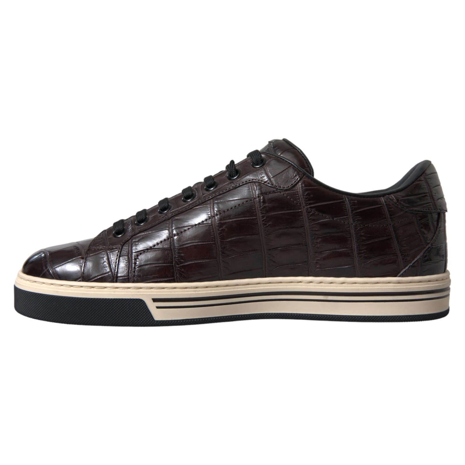 Pre-owned Dolce & Gabbana Shoes Sneakers Brown Croc Exotic Leather Mens Casual Eu39 / Us6