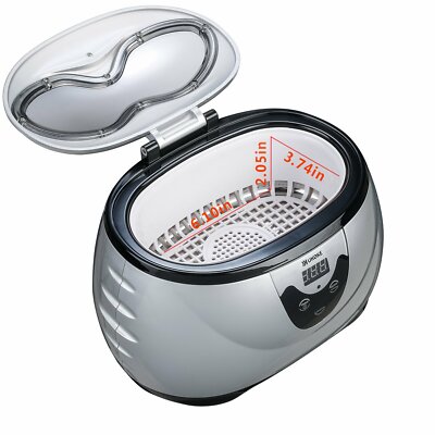 Ukoke Stainless Steel Ultrasonic Jewelry Cleaner w/ Timer, 600mL Silver