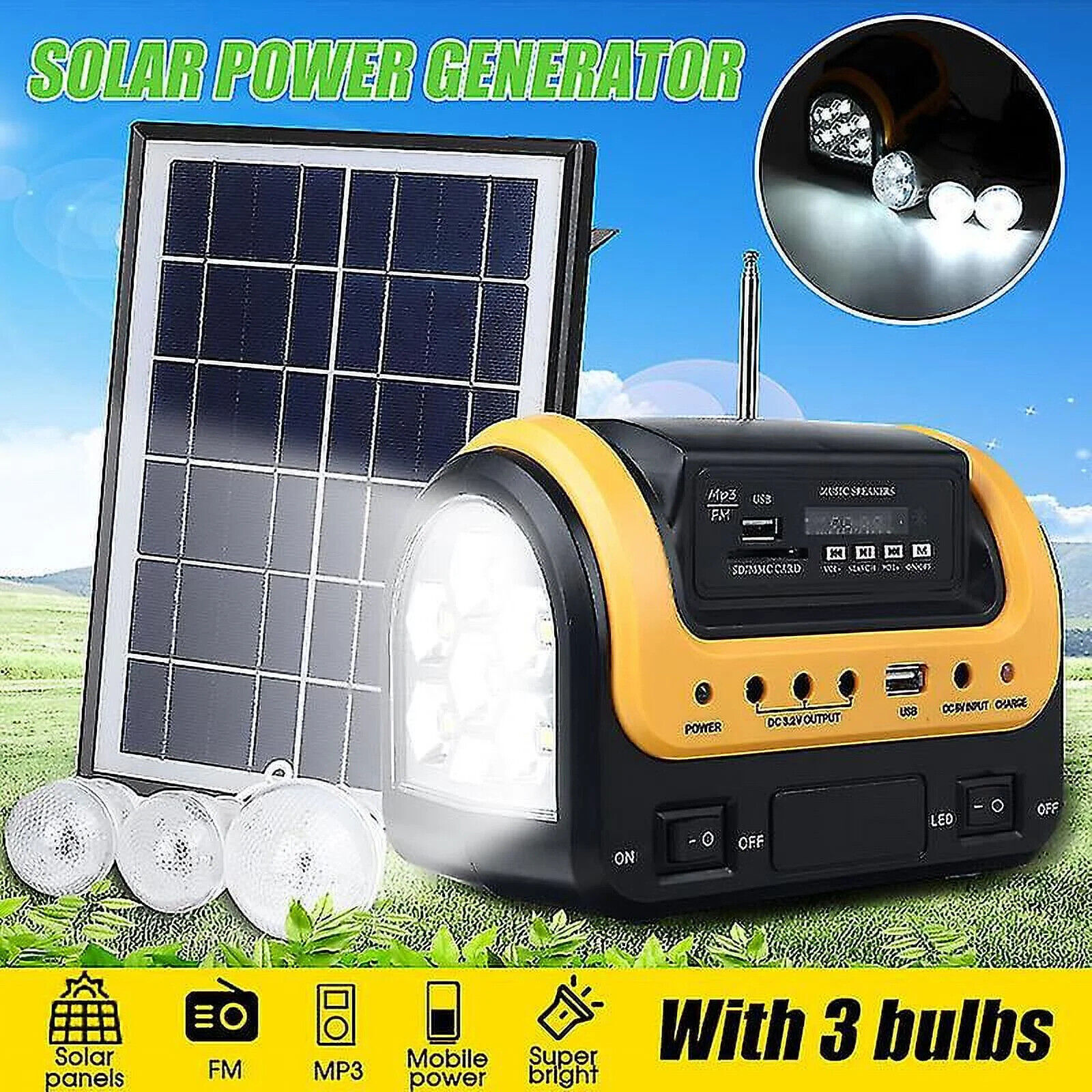 Portable Power Station with Solar Panel Outdoor Generator Power Supply for Home