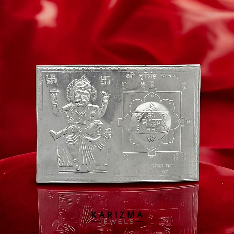 VÃ©Ritable Argent Shree Narsingh Yantra Hindou Pooja / Richesse Rouge Livre