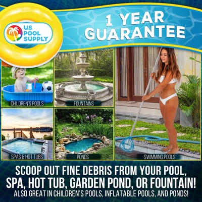 U.S. Pool Supply Spa, Hot Tub, Pool Hand Leaf Skimmer Net, 9" Deep Fine Mesh Net