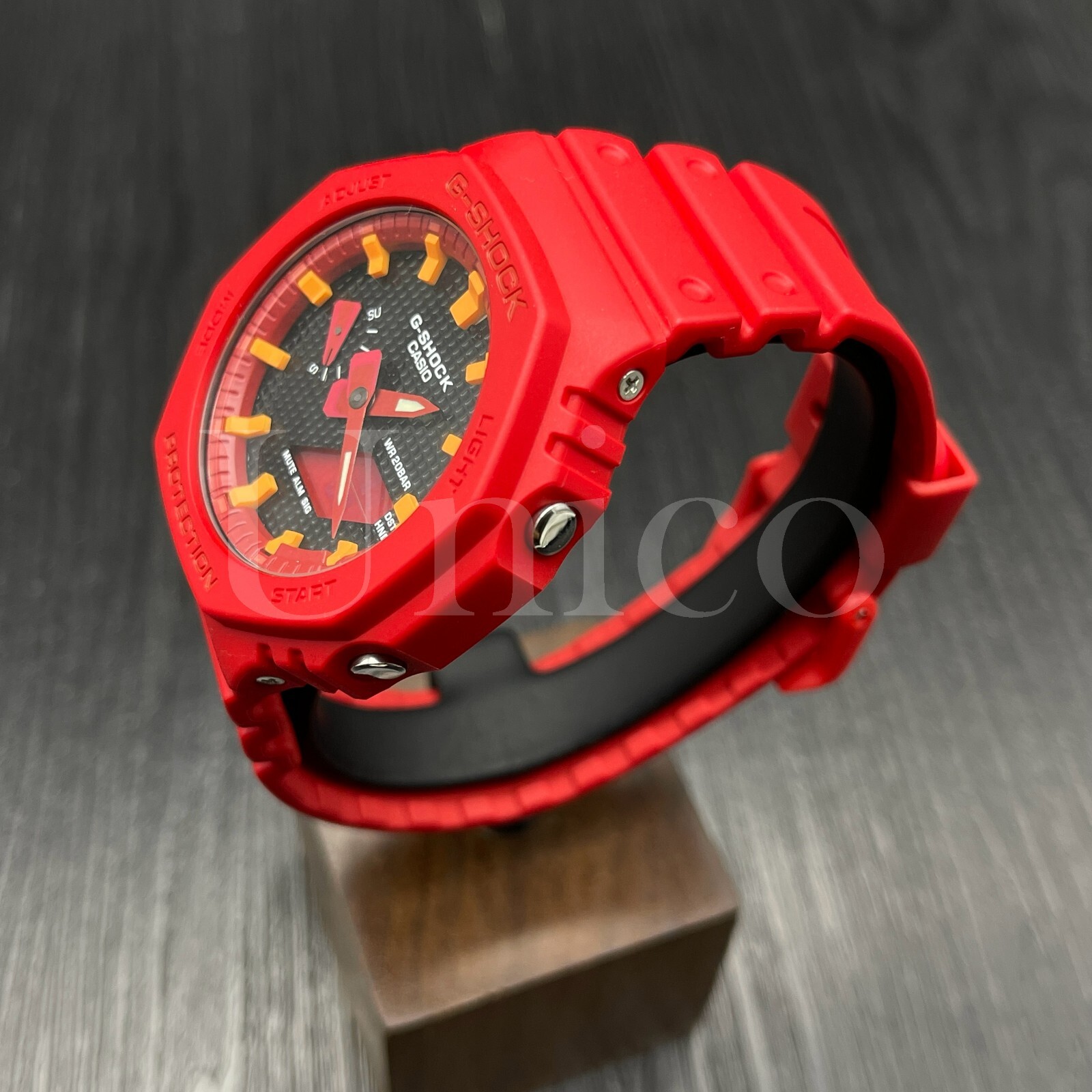 Pre-owned Casio Custom Made Watch Ga2100-4a Ak Waffle Black Dial Orange Scale Ring