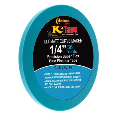 Vinyl Fineline Pinstripe Tape, Blue 1/4'' x 36 Yard Roll - Create Sharp Curves