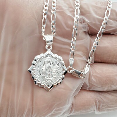33mm x 25mm Solid 925 Sterling Silver Sacred Heart of Jesus Pendant Charm Medal