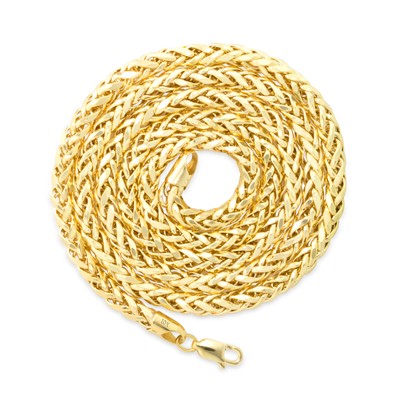 10K Yellow Gold 2.5mm-5mm Round Wheat Palm Franco Spiga Chain Necklace 16"- 30"