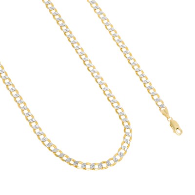 Pre-owned Nuragold 10k Yellow Gold Mens 5.5mm Diamond Cut White Pave Cuban Curb Chain Bracelet 8.5"
