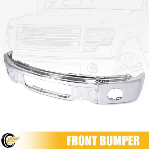 For 2009-2014 F150 Steel Front Bumper Face Bar Chrome W/Fog Hole W/O Sensor Hole