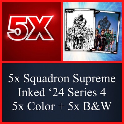 5x SQUADRON SUPREME INKED  24 SERIES 4-COLOR TILT +B&W 5 Ea-TOPPS MARVEL COLLECT