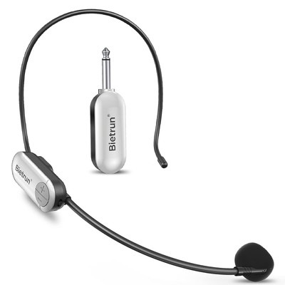 UHF Wireless Microphone Headset, 165ft Range, Working Time 6H, 1/4''Plug, Wir...