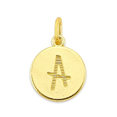 Solid Gold Initial Charm - Double-sided with Initial Personalized Jewelry