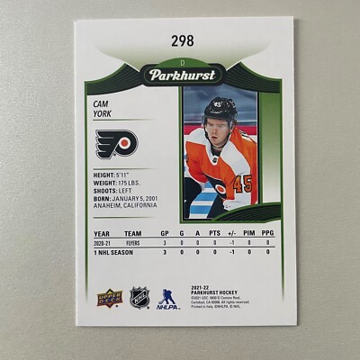2021 Parkhurst Hockey #298 Cam York RC Rookie