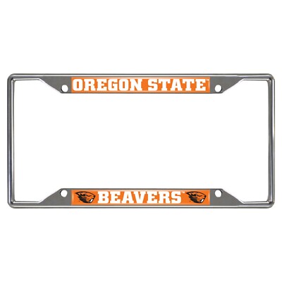 Fanmats NCAA Oregon State Beavers Chrome Metal License Plate Frame 