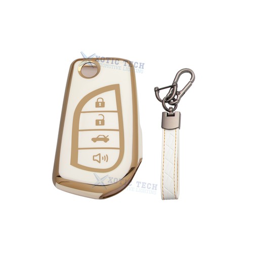 Full Seal Remote Key Fob Cover w/Keychain For Toyota Camry Crown RAV4 Corolla