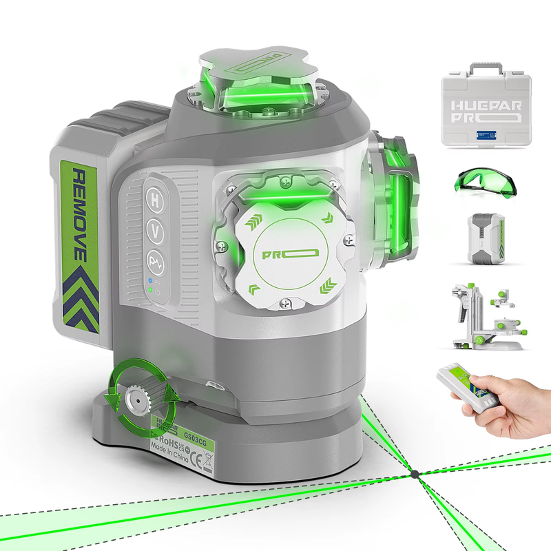 Pro 3D Laser Level Self Leveling with Pivot Around Point Fine Adjustment Green L