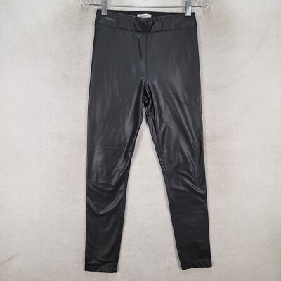 Max Studio Black Pull On Faux Leather Slim Skinny Trouser Womens Pants Size S