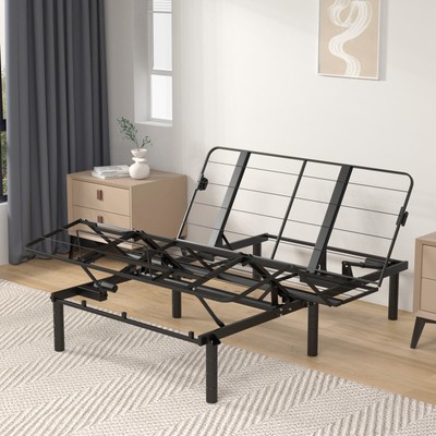Zero-Clearance Queen Size Adjustable Bed Base Frame W/Incline, USB A+C Ports