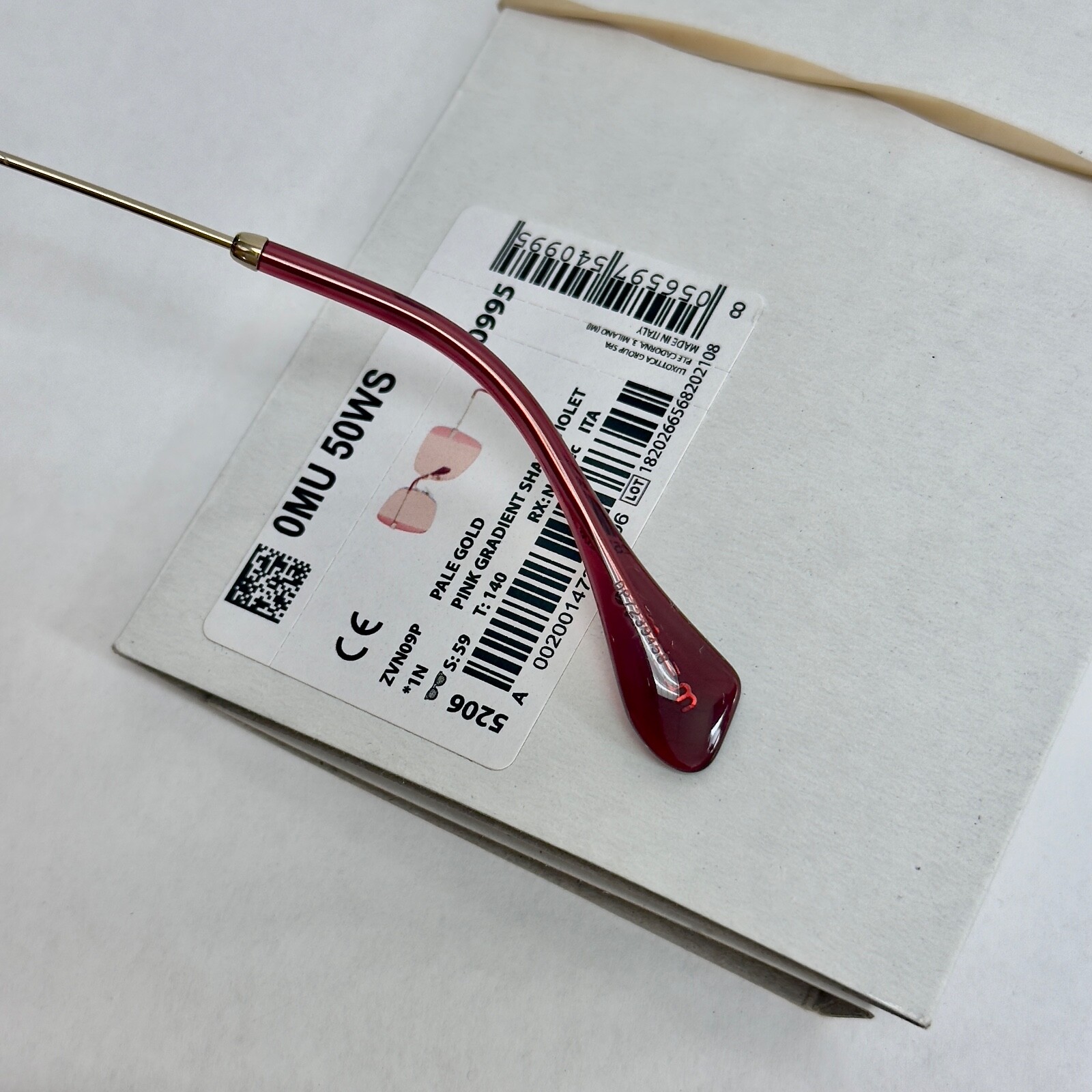 Pre-owned Miu Miu Runway Mu50ws Pink Crystal Strass Gold Butterfly Rimless Sunglasses 50w In Zvn-09p