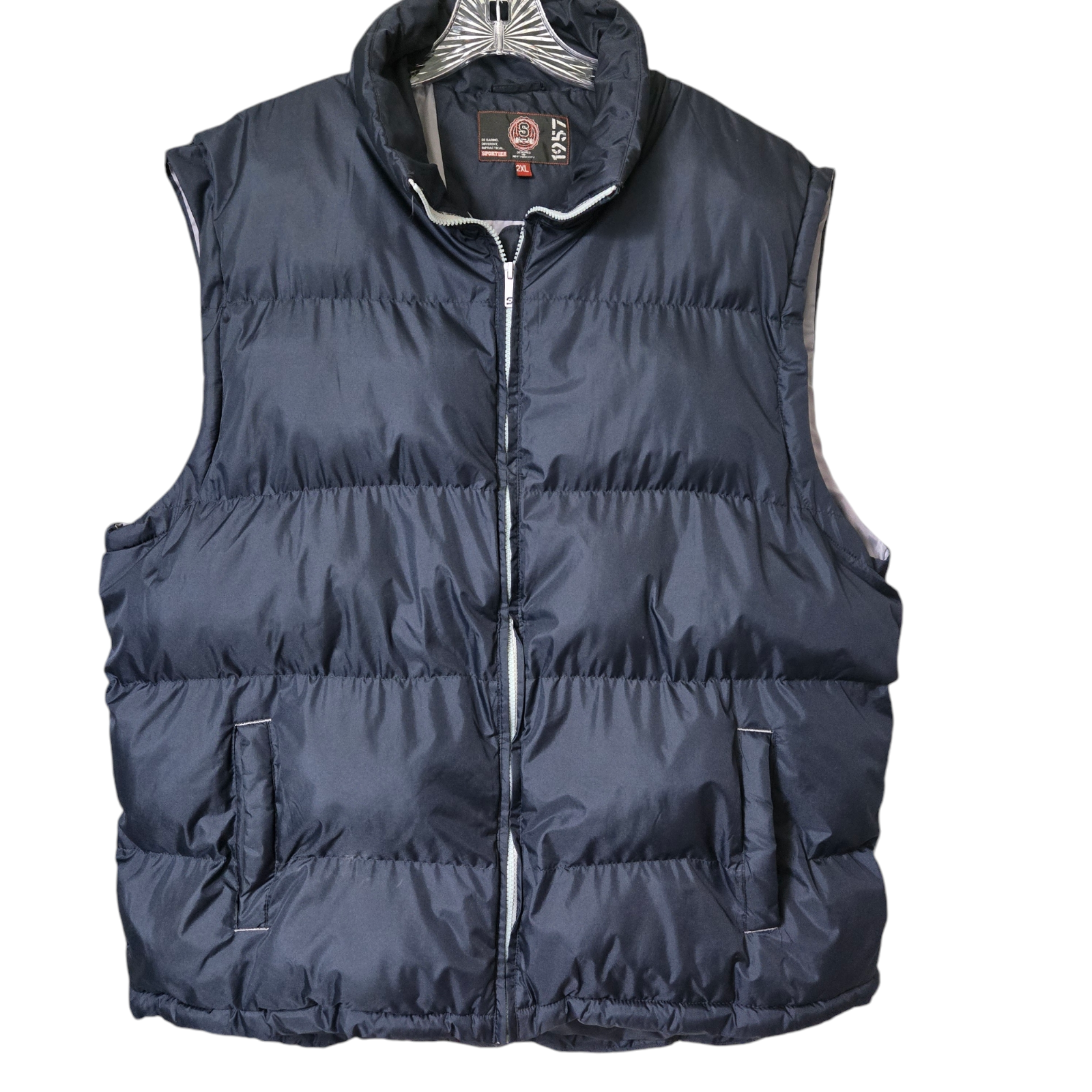 Puffer vest SPORTIER 1957 Mens Navy Blue Warm Size 2X | eBay