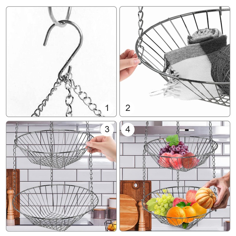 Hängekorb 3 Etagen hängender Obstkorb Etagere Obst Hängeetagere Stahl