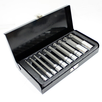 10PC  XZN Triple Square 4'' Long Spline Bit Socket Set Metric Tamper-Proof Cr-V