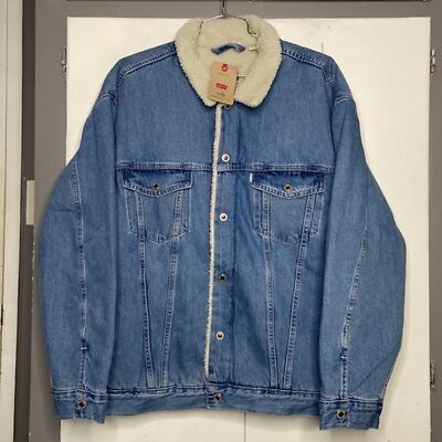 Levi's Mens Silver Tab Sherpa Trucker Jacket XXL 2XL Light