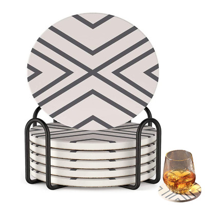 Ceramic Coasters Round Absorbent Stone Coaster Set Drink Coffee Cup Pad Mat Gift