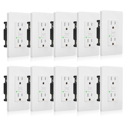 GFCI Outlet 20 Amp Self-Test LED Indicator Tamper Weather Resistant Receptacles