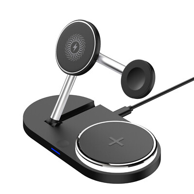Wireless Charger 3In1 Magnetic Charging Station Dock For Apple Watch 9 iPhone 15