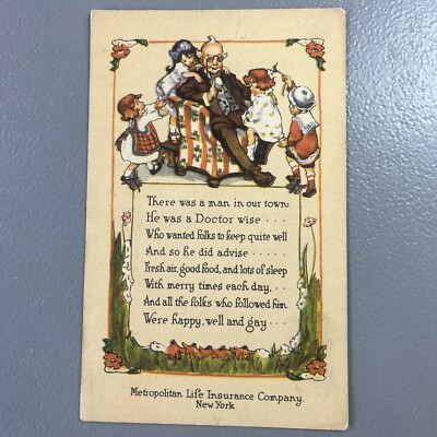 Doctor Wise & Children Metropolitan Life Insurance Advertising Postcard