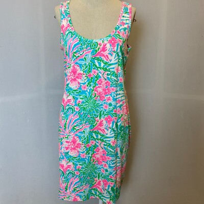 Lilly Pulitzer Dress S, M, L, XL, Leaf it Wild Newberri Tank Dress Pink