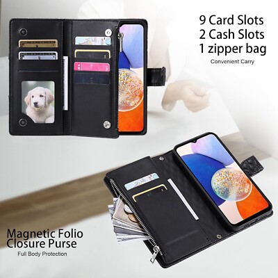 For Samsung A15 A14 A13 A25 A35 A53 A54 5G Crossbody Leather Zipper Wallet Case