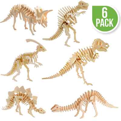 Hands Craft - DIY 3D Wooden Puzzle 6 ct, Dinosaur