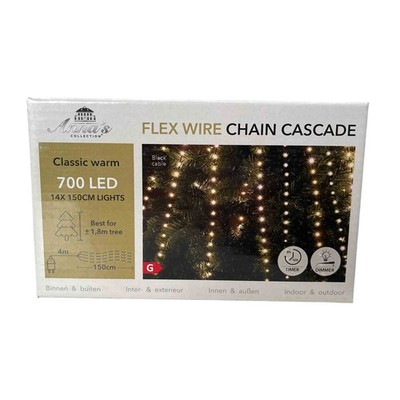 Lichterkette außen Baumvorhang Weihnachten 1,5m 14 Stränge 700 LED Timer Dimmer