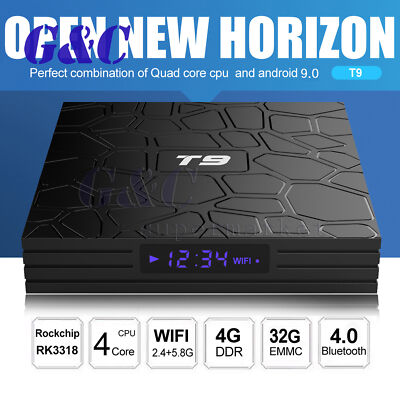 Android 9.0 TV Box T9 4GB+64GB USB 3.0 4K Set Top Box WIFI Smart Media Player