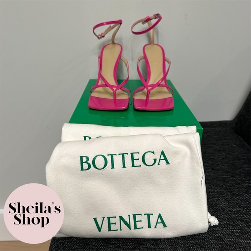 Pre-owned Bottega Veneta Stretch High-heel Ankle Strap Sandals Hollyhock Size 36.5 In Pink