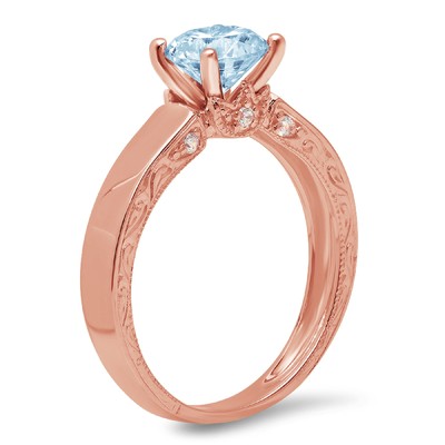Pre-owned Pucci 1.7ct Round Sky Blue Topaz Promise Statement Bridal Wedding Ring 14k Rose Gold In D