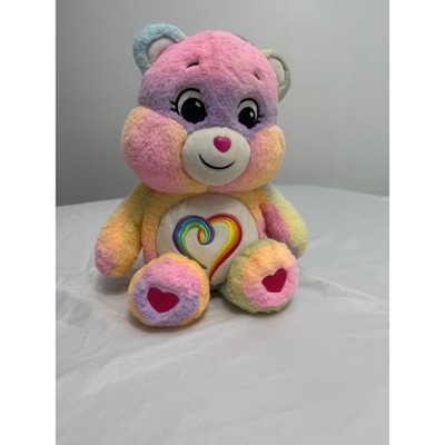 Care Bears Togetherness Bear Rainbow Tie Dye Plush Heart Belly Badge 9 Inch