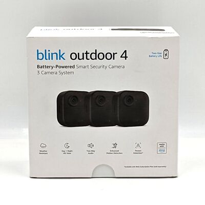 Blink Outdoor 4 1080p WiFi Outdoor Battery Powered Security Camera (3-Pack)
