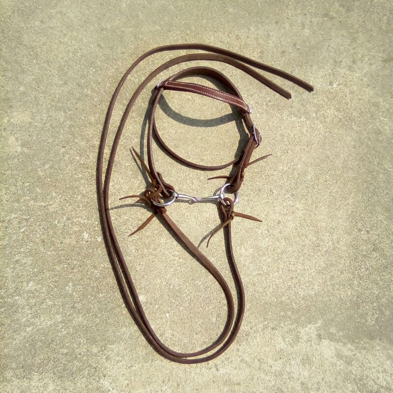 Miniature horse size oiled harness leather Western bridle brow band & snaffle US