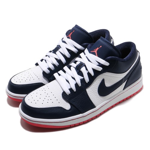 

Мужские кроссовки Nike Air Jordan 1 Low I AJ1 Obsidian Ember Glow White 553558-481, Синий, Air Jordan 1 Low