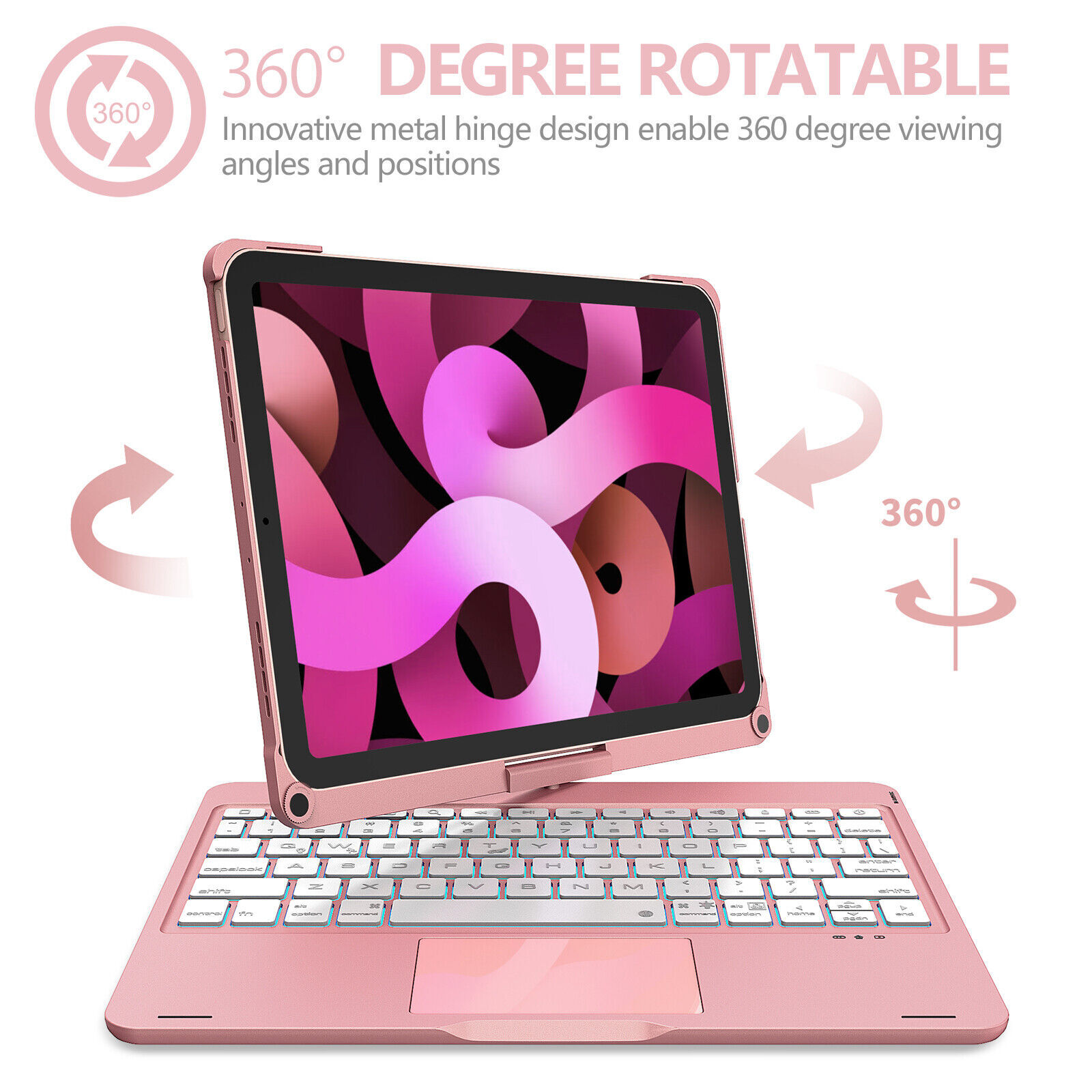 For iPad 10.9" Air 5/4th /iPad Pro 11 inch Backlit Touchpad Rotate Keyboard Case